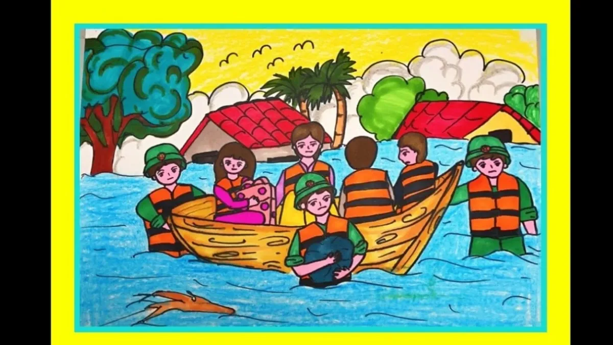 Mẫu 6: Chú bộ đội cứu trợ bão lũ