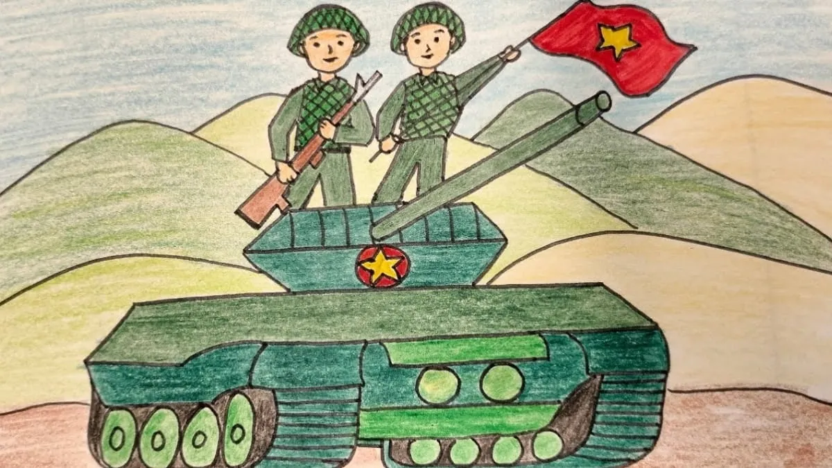 Mẫu 1: Bộ đội và xe tăng