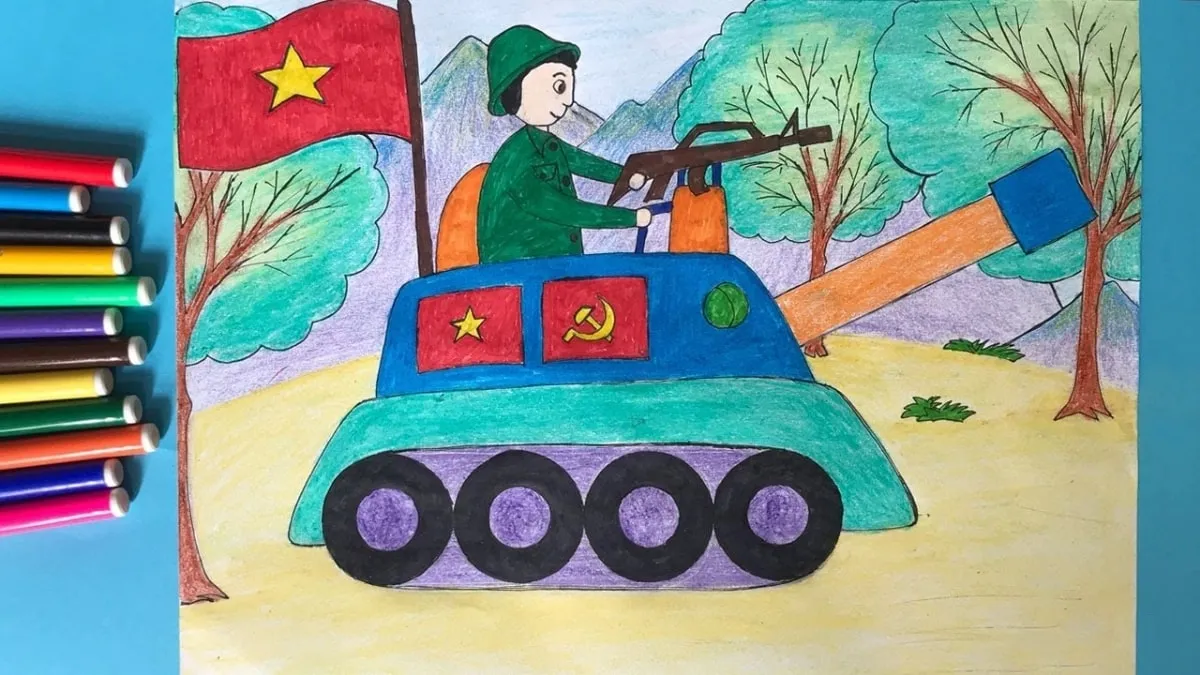 Mẫu 2: Bộ đội và xe tăng