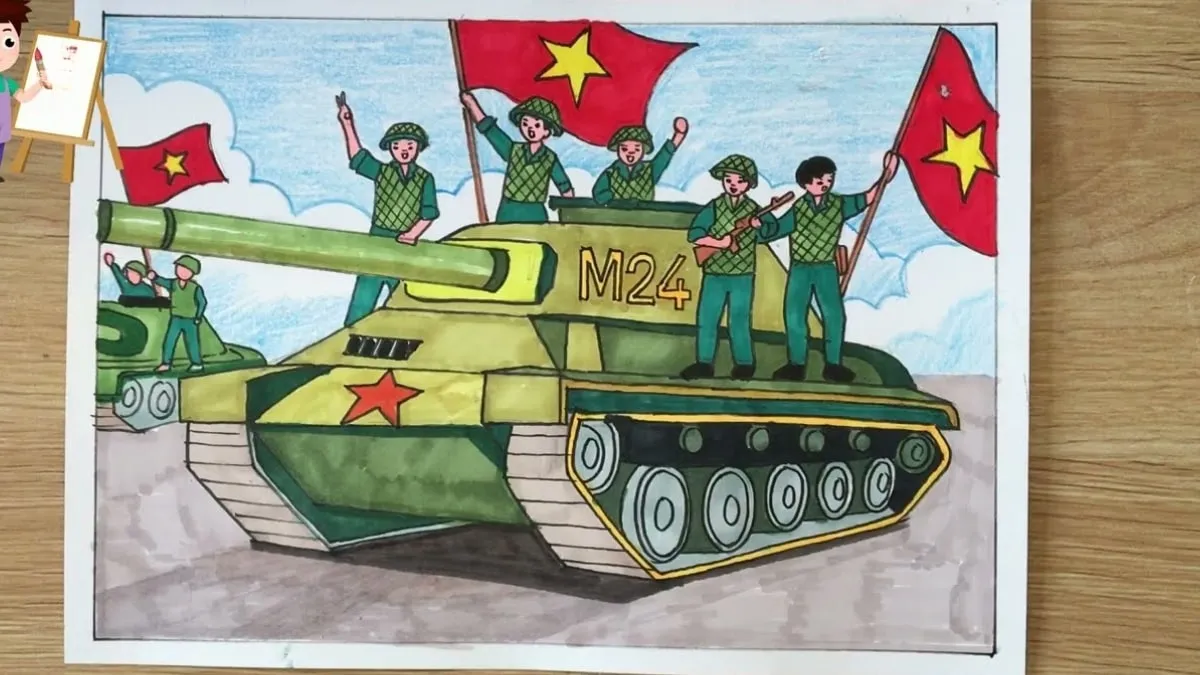 Mẫu 3: Bộ đội và xe tăng