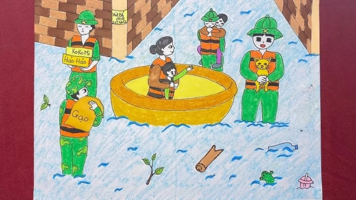 Mẫu 10: Chú bộ đội cứu trợ bão lũ