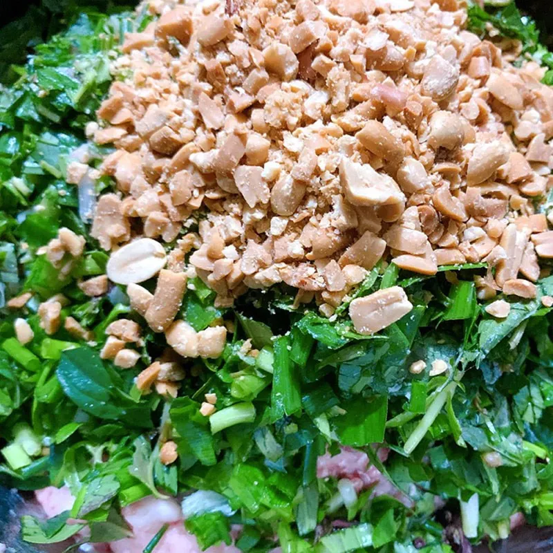 Hỗn hợp nhân dồi sau khi trộn đều trông vô cùng hấp dẫn