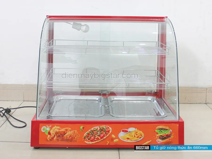 Tủ giữ nhiệt gà rán thiết kế hiện đại trưng bày tại nhà hàng