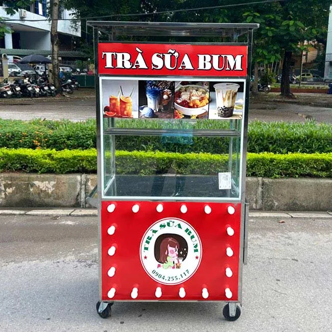Tủ kính bán trà sữa