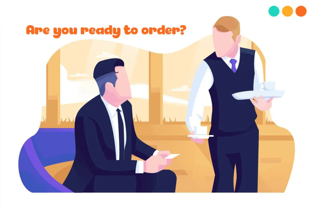Nhân viên phục vụ đang hỗ trợ thực khách gọi món tại nhà hàng