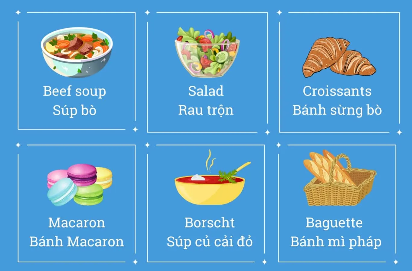 Từ vựng tiếng Anh các món khai vị