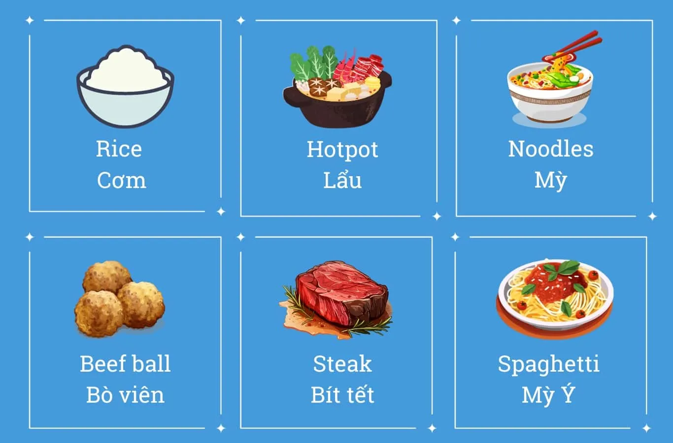 Từ vựng tiếng Anh các món chính
