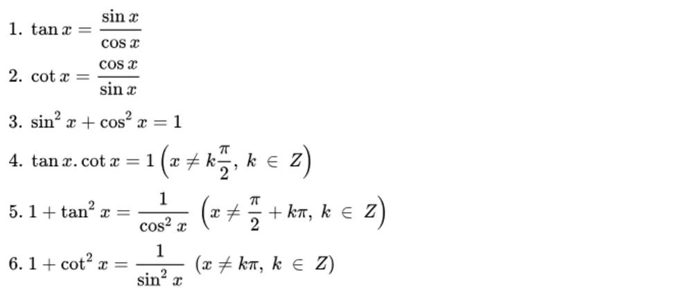 công thức lượng giác