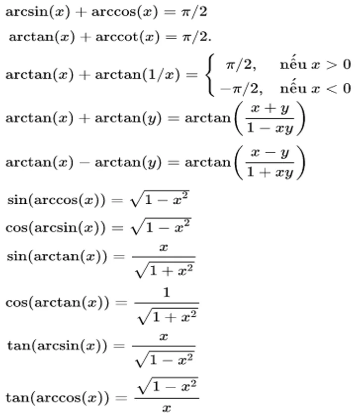 công thức lượng giác lớp 10