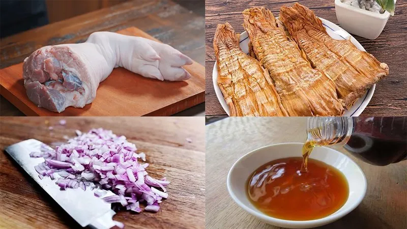 Nguyên liệu chính để thực hiện món chân giò hầm măng khô truyền thống