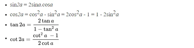 công thức lượng giác lớp 10