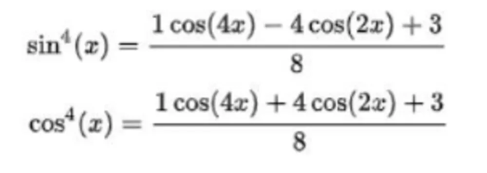 Công thức hạ bậc sin, cos bậc 4