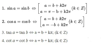 công thức lượng giác lớp 10