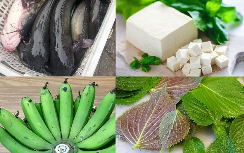 Các nguyên liệu cần thiết để thực hiện món cá lăng nấu chuối đậu chuẩn vị tại nhà