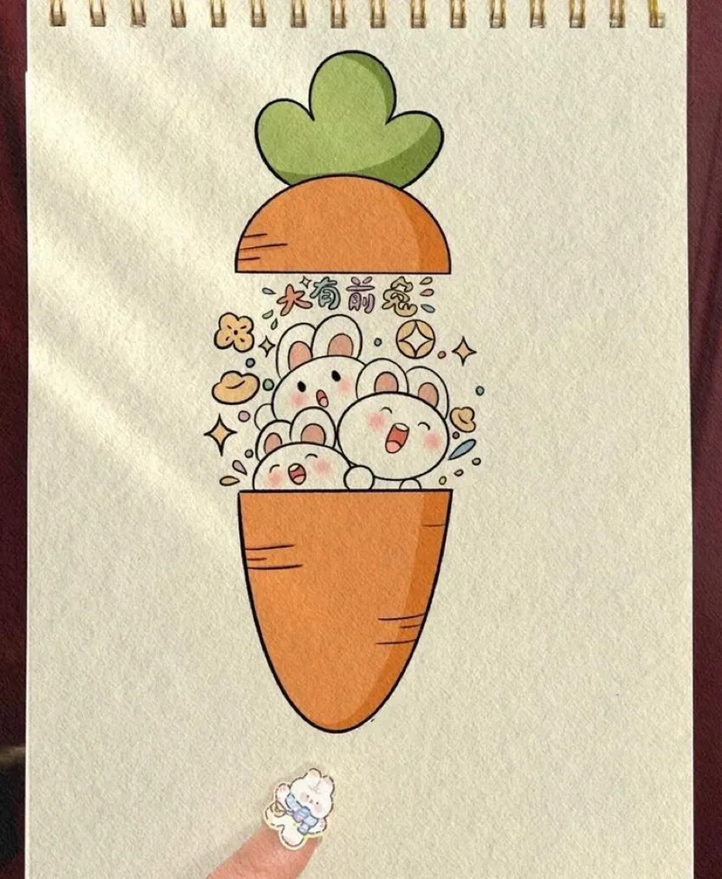 Vẽ tranh đơn giản cute về con thỏ đáng yêu