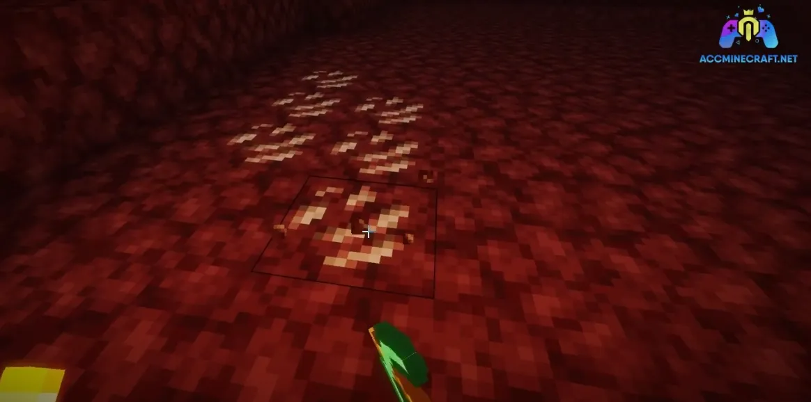 Quặng Nether Quartz dễ phát hiện nhờ màu trắng nổi bật