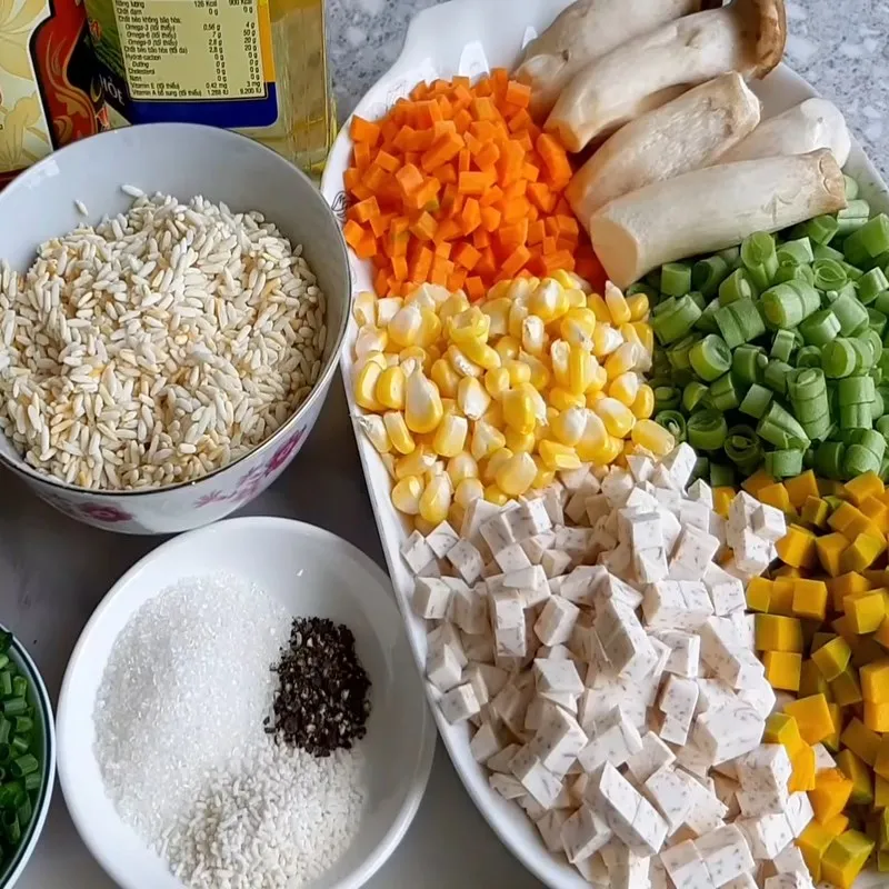 Nguyên liệu món ăn cháo rau củ chay