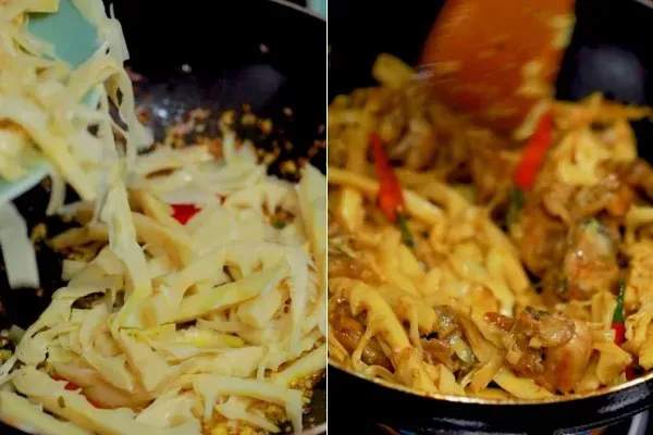 Xào ếch với măng tươi đậm đà