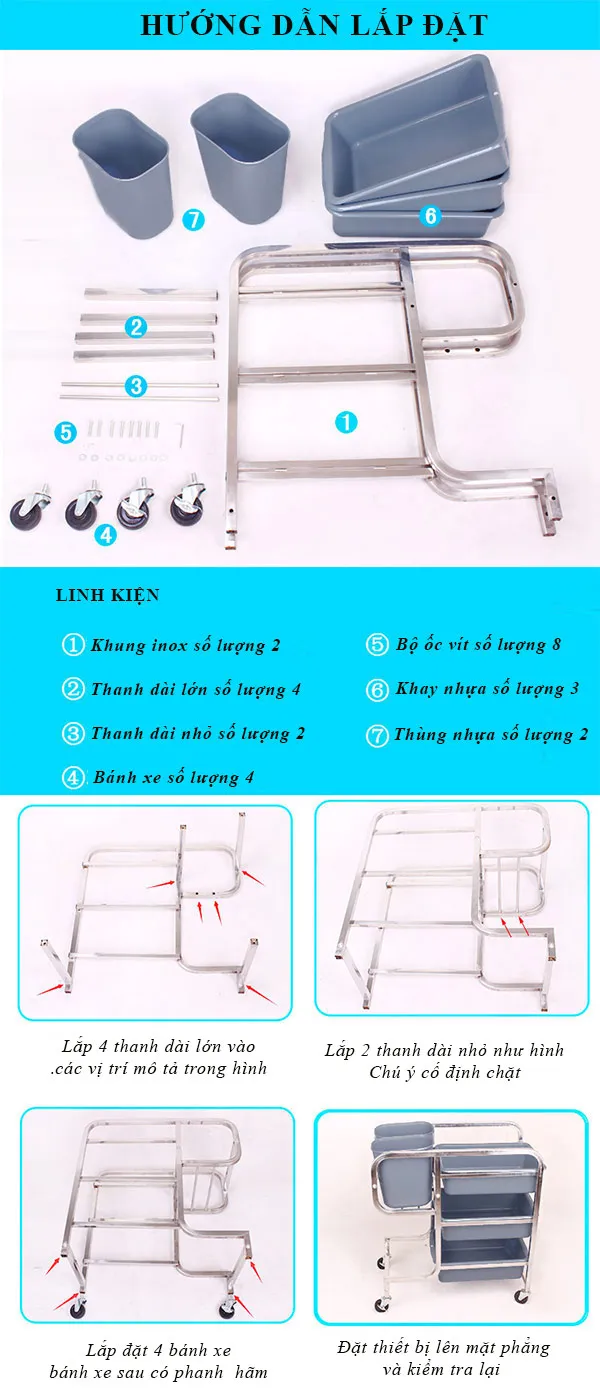 Hướng dẫn lắp đặt và sử dụng xe thu gom bát đĩa