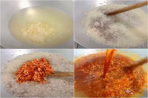 Cận cảnh nước sốt sa tế cay nồng sau khi hoàn thiện