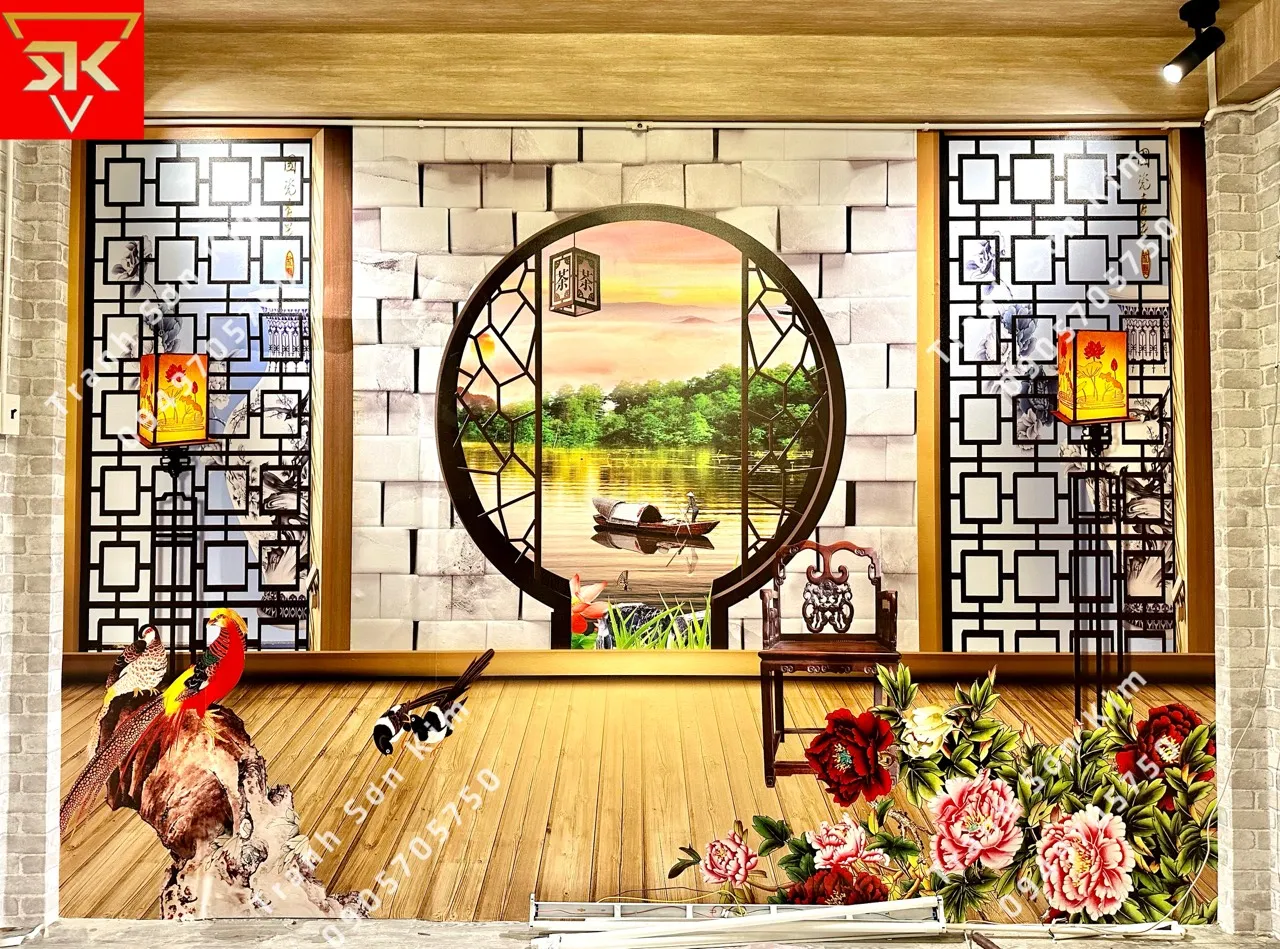 Tranh dán tường hầm rượu