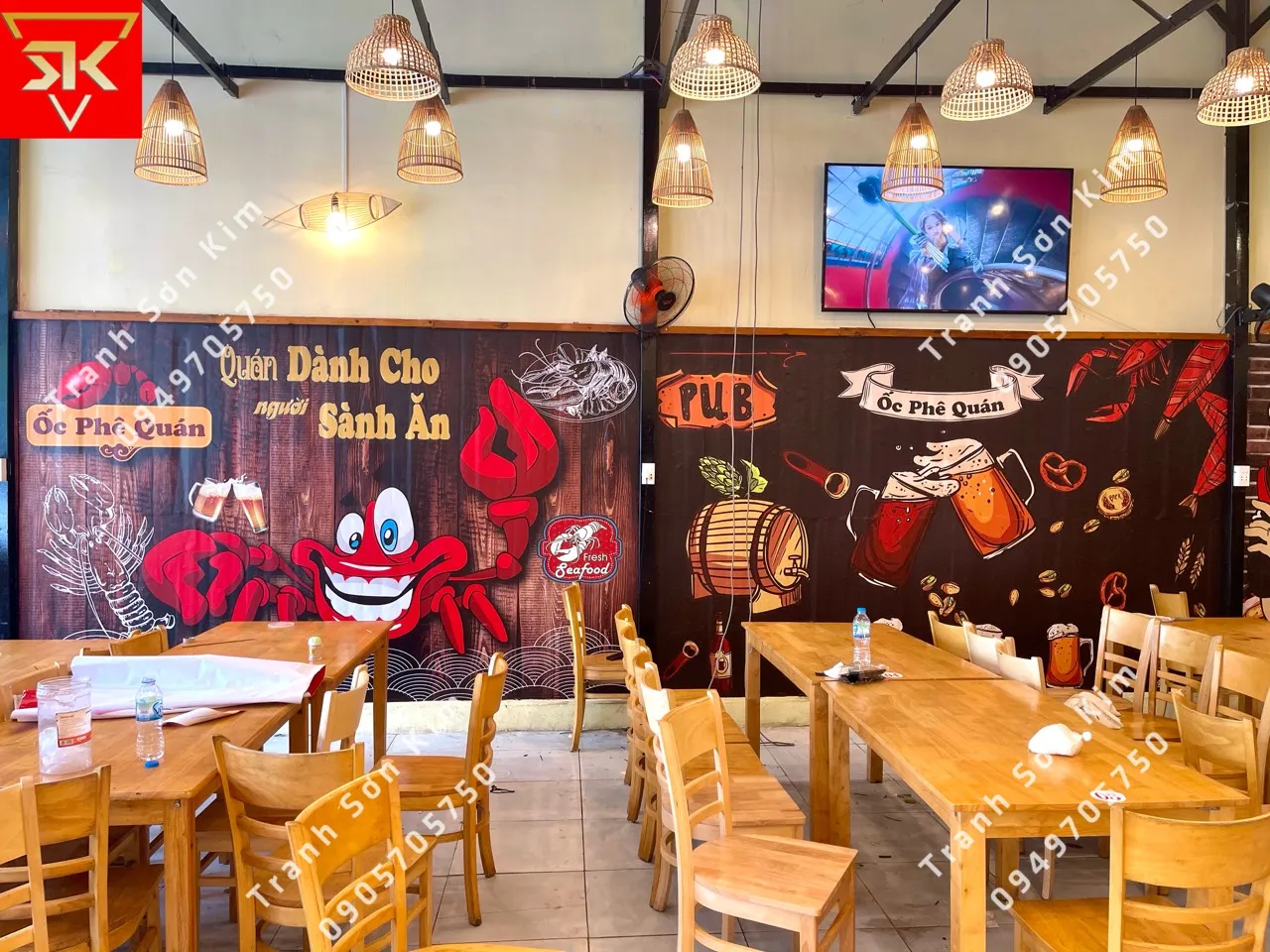 Tranh đồng lúa chín vàng cho quán ăn Việt