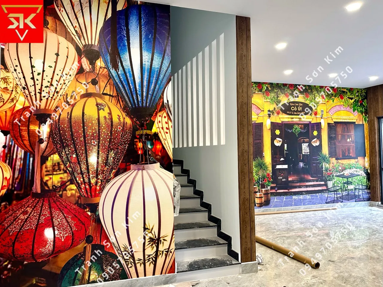 Tranh dán tường vách lam sóng