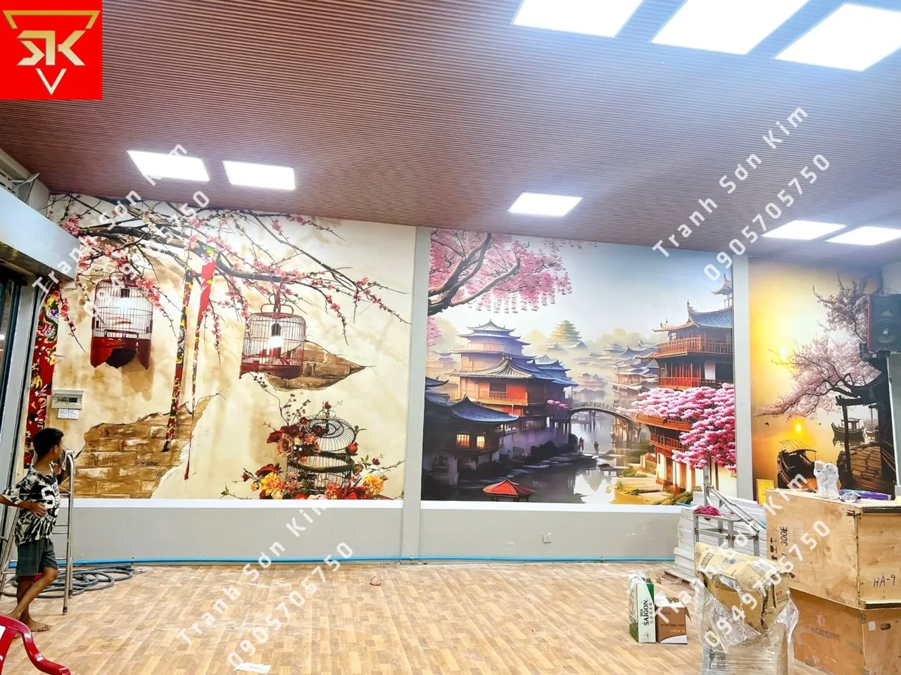 Tranh dán tường phong cách Trung Hoa