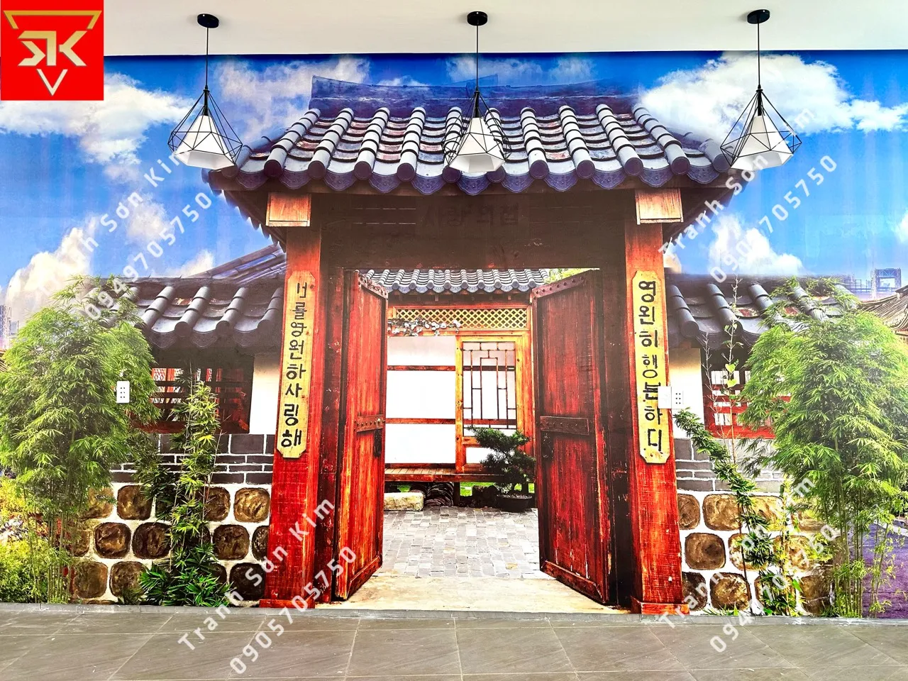 Tranh dán tường ngôi chùa vàng Nhật Bản