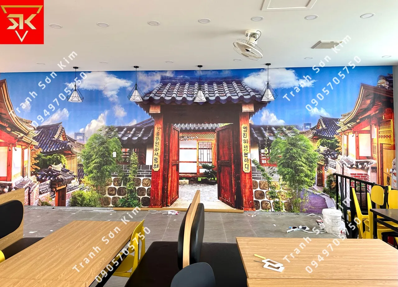 Tranh phong cảnh Hàn Quốc mùa thu trang trí nhà hàng