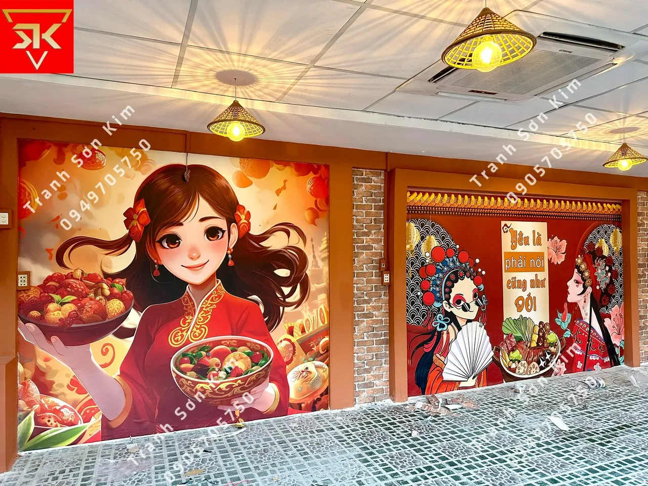 Tranh dán tường cơm gà Hải Nam