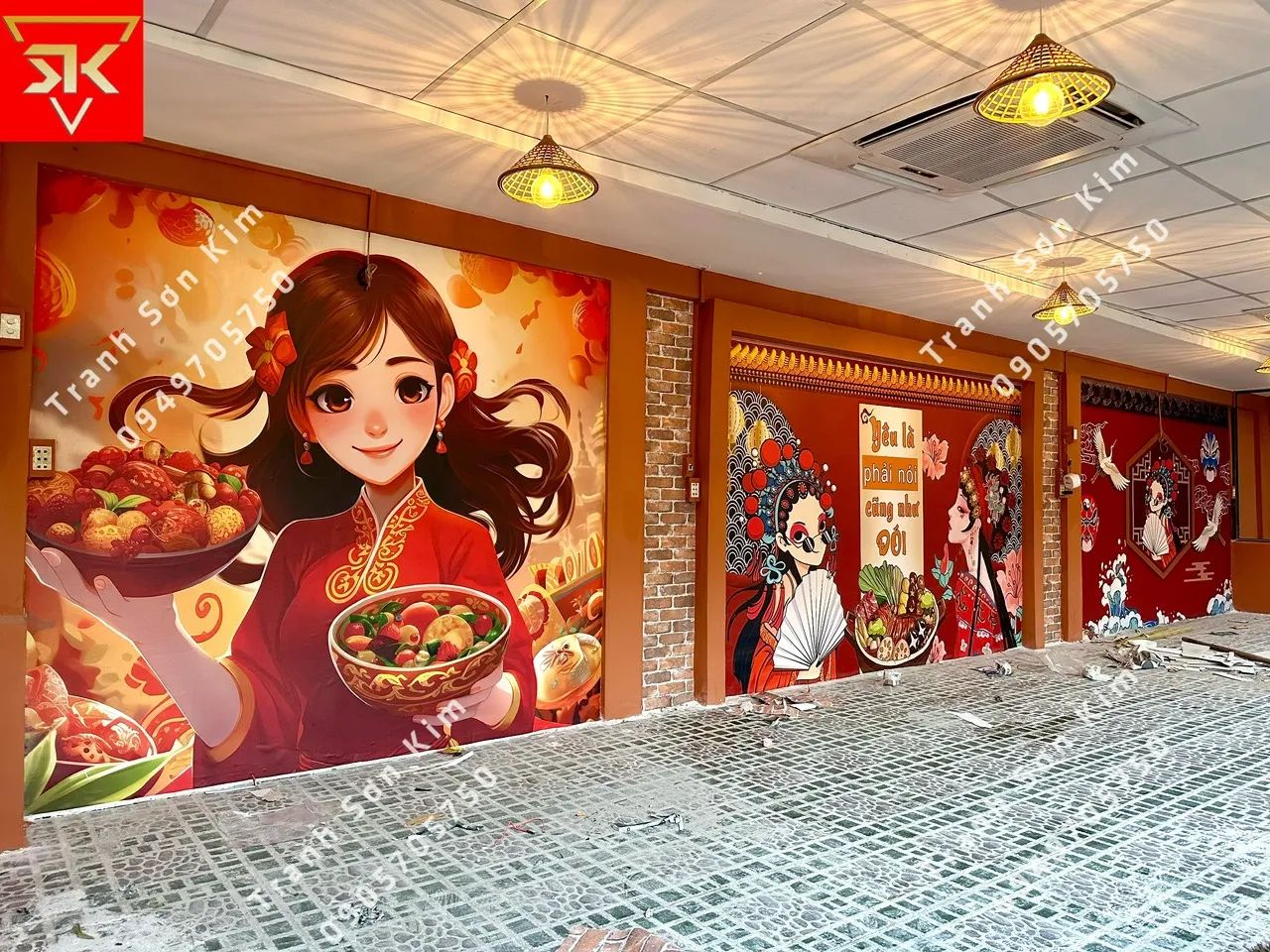 Tranh dán tường cô gái Trung Hoa