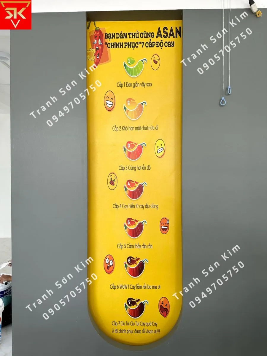 thi công tranh dân tường 3D cho quán mì cay với thiết kế hiện đại nhất