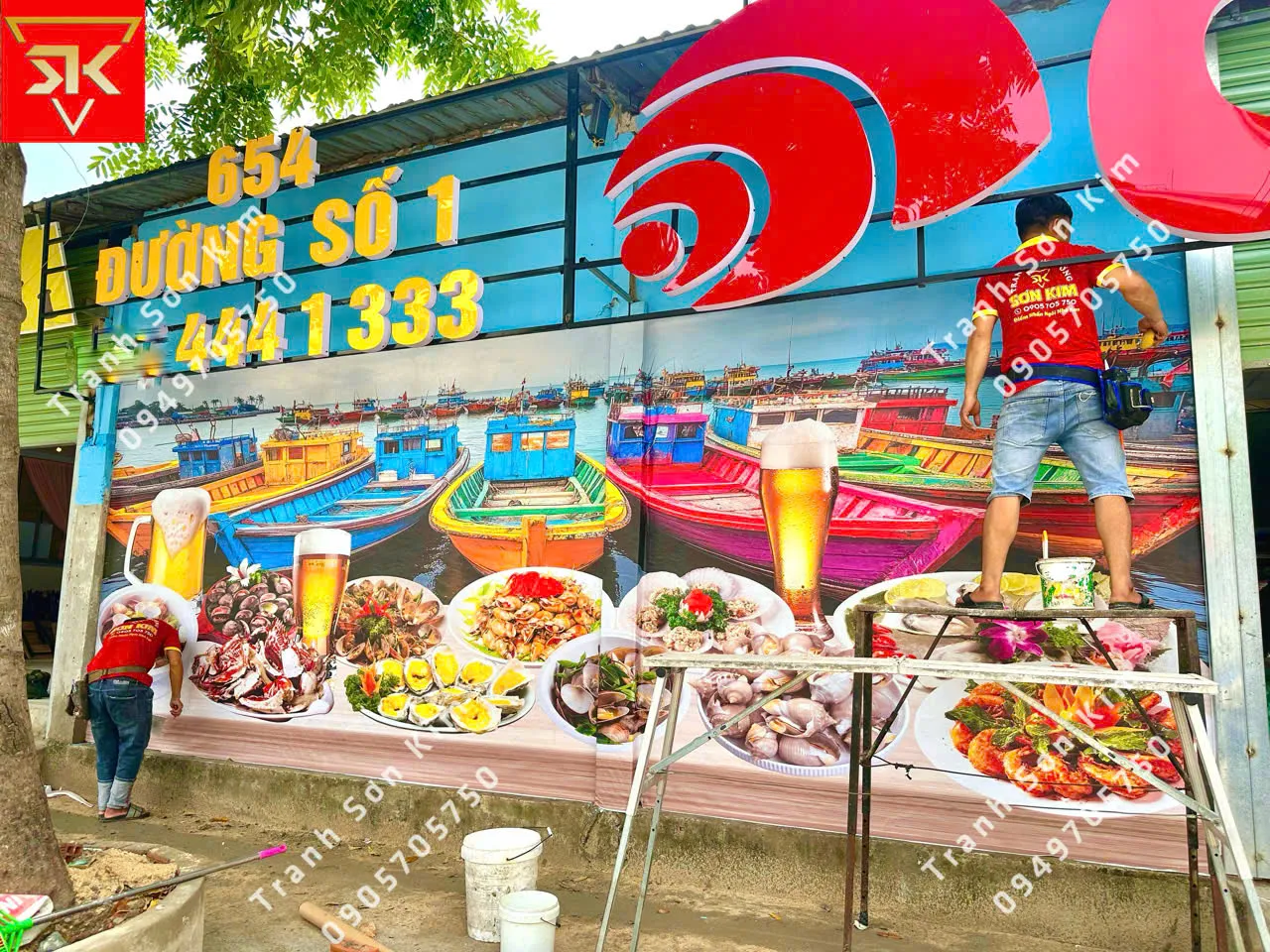 Tranh dán tường phong cách Hàn Quốc cho quán ăn